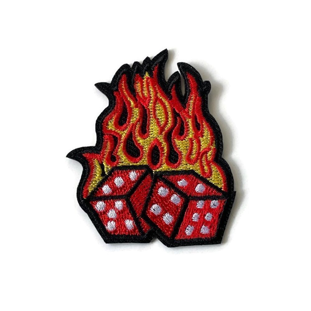 Flaming Dice Embroidered Emblem Patch